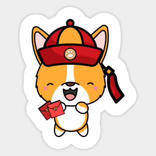 Cute corgi ready for lunar new year Sticker